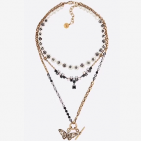 2020 Dior Butterfly  Pearl Brass Necklaces